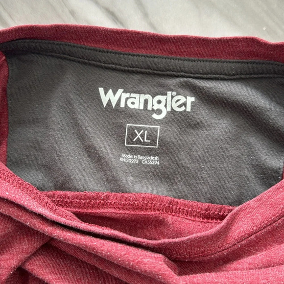 Men's Heather Red Wrangler Long Sleeve T-Shirt Size XL - Picture 7 of 8